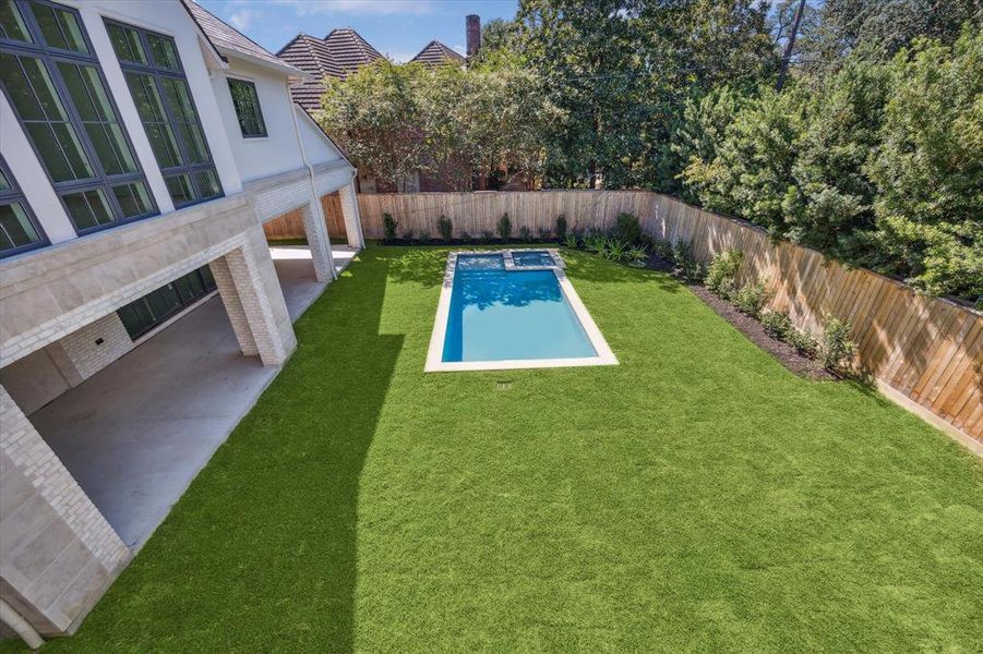 View of pool from balcony off primary sitting room.