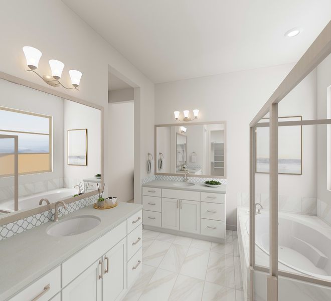 Representative furnished interior of a home built from the Juniper Plan 40-7 by Tri Pointe Homes in Waterston Central, Gilbert (Image 9).