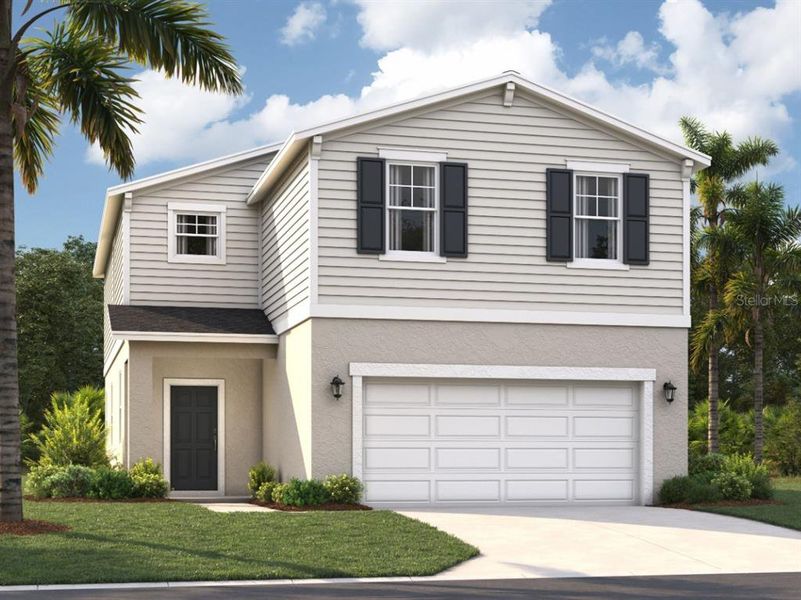 Front exterior of a new home in , Palm Bay, FL, highlighting curb appeal (Image 1). Front exterior of a new home in , Palm Bay, FL, highlighting curb appeal (Image 1).