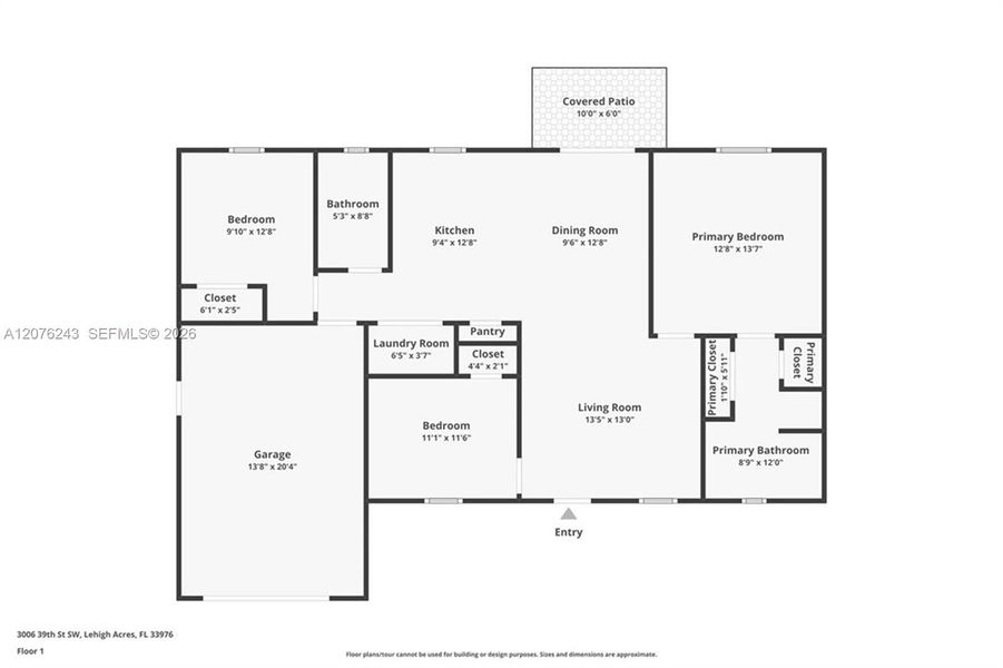 2D floor plan layout of this home in , Lehigh Acres, FL (Image 6).