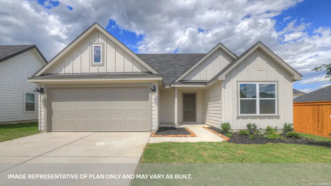 Front exterior of a new home in Trace, San Marcos, TX, highlighting curb appeal (Image 1). Front exterior of a new home in Trace, San Marcos, TX, highlighting curb appeal (Image 1).