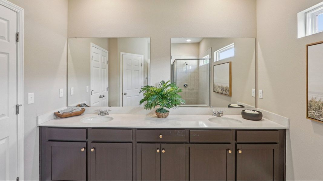 Merritt Floorplan Primary Bathroom by DRB Homes in the Panther Creek Community, Jacksonville, FL