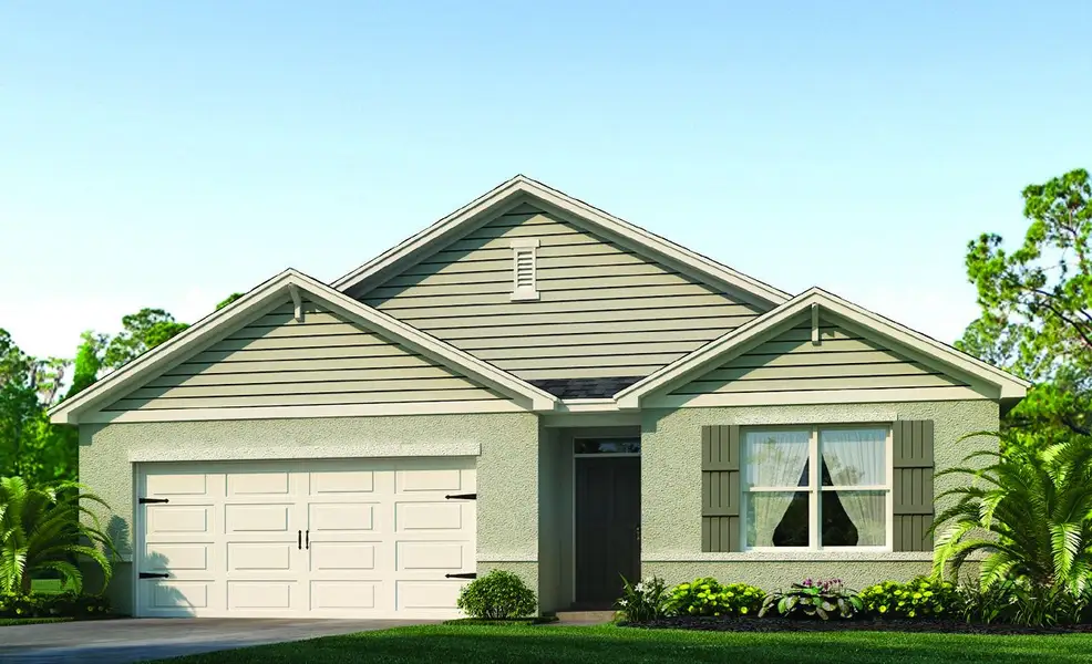 Front exterior of a new home in Preston Cove, St. Cloud, FL, highlighting curb appeal (Image 2).