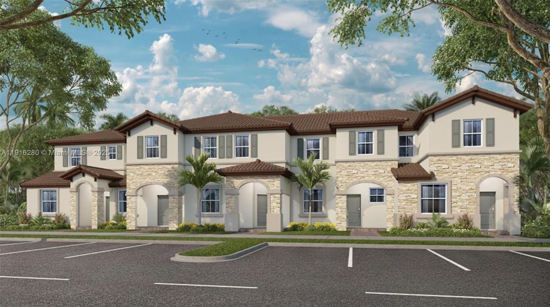 Front exterior of a new home in , Homestead, FL, highlighting curb appeal (Image 1). Front exterior of a new home in , Homestead, FL, highlighting curb appeal (Image 1).
