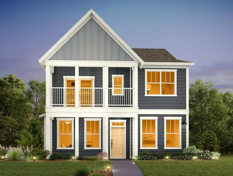Front exterior of a new home in The Cottages at Lariat, Liberty Hill, TX, highlighting curb appeal (Image 1).
