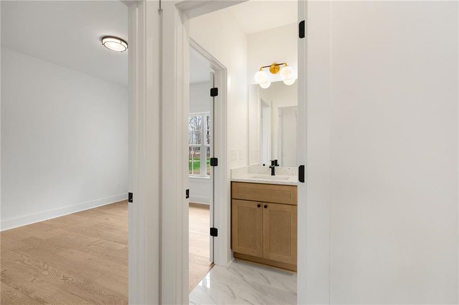 Furnished interior view inside a new home in , White (Image 7).