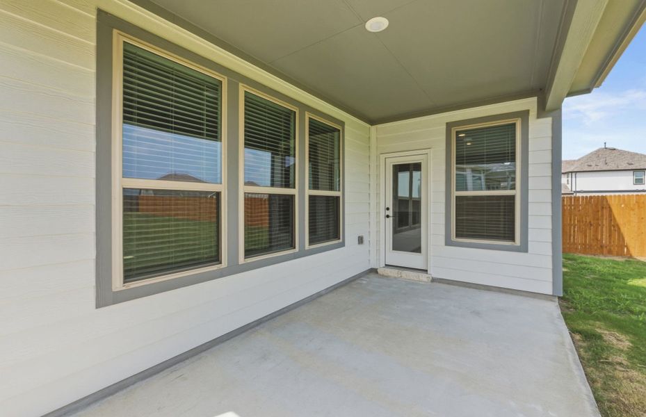 Exterior details and patio area of a home in Santa Rita Ranch, Liberty Hill (Image 27). Exterior details and patio area of a home in Santa Rita Ranch, Liberty Hill (Image 27).