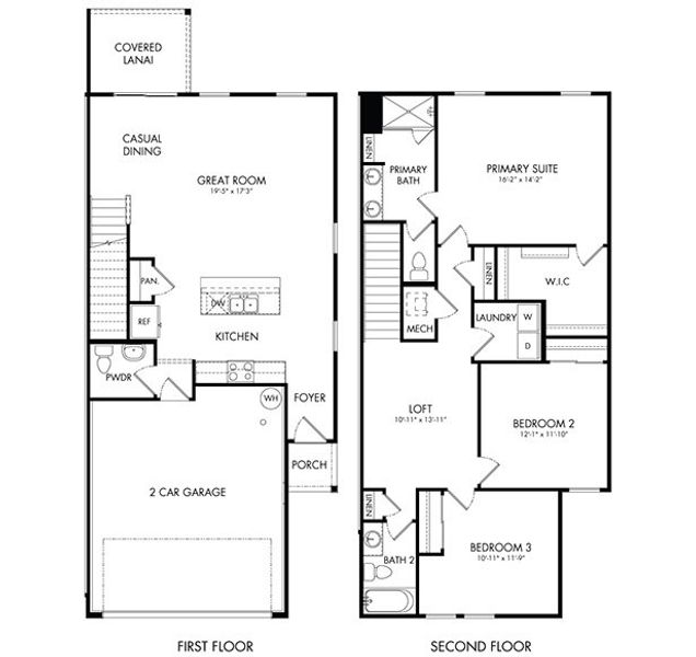 2D floor plan layout of this home in Parkside at Shearwater, St. Augustine, FL (Image 3).