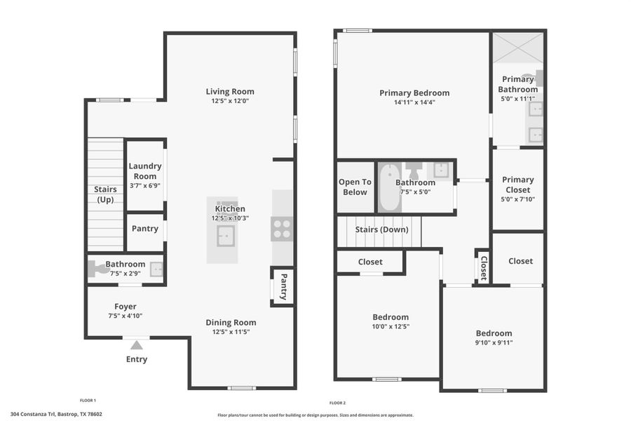2D floor plan layout of this home in Valverde, Bastrop, TX (Image 4).