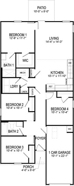 2D floor plan layout for the Holston by D.R. Horton in Clearwater Springs, Johnson City, TN (Image 4). 2D floor plan layout for the Holston by D.R. Horton in Clearwater Springs, Johnson City, TN (Image 4).
