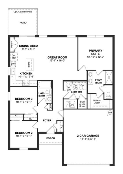 2D floor plan layout for the Azalea II by K. Hovnanian® Homes in Aspire at Citrus Springs, Citrus Springs, FL (Image 3).