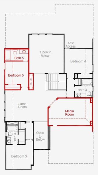 2D floor plan layout of this home in Painted Tree, McKinney, TX (Image 5).
