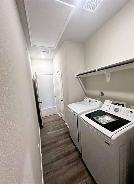 The utility room has a private door connecting to the master walk in closet.