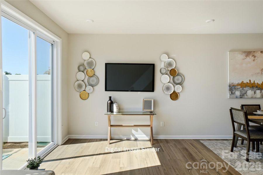 Furnished interior view inside a new home in The Townes at Cheyney, Charlotte (Image 8). Furnished interior view inside a new home in The Townes at Cheyney, Charlotte (Image 8).