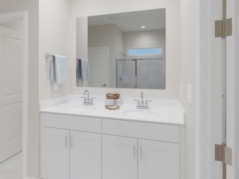 Dual vanities perfect for getting ready.
