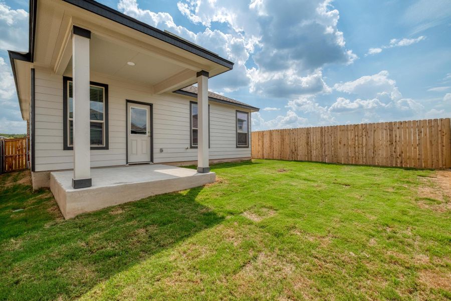 Exterior details and patio area of a home in Sonterra - Cool Water, Jarrell (Image 18).