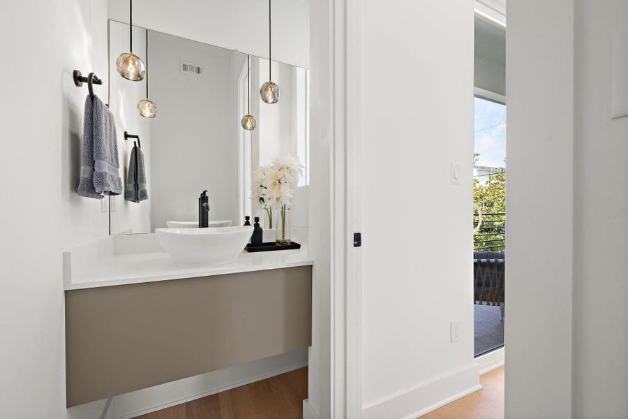 A simple yet charming half bathroom located on the second floor.**Images shown are from a similar model. Actual features may vary. A simple yet charming half bathroom located on the second floor.**Images shown are from a similar model. Actual features may vary.