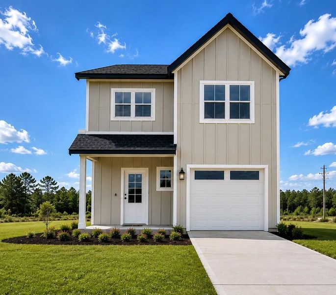 Front exterior of a new home in , Splendora, TX, highlighting curb appeal (Image 1). Front exterior of a new home in , Splendora, TX, highlighting curb appeal (Image 1).