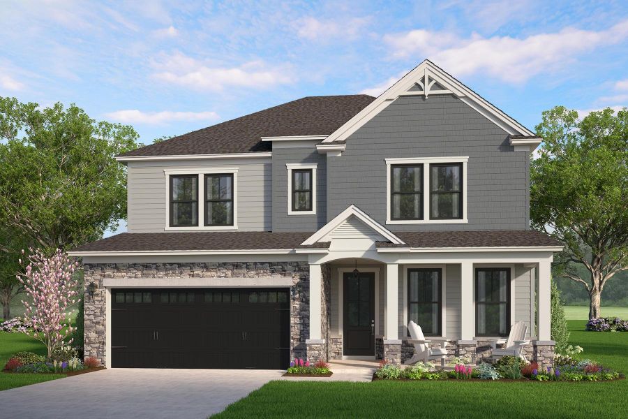 Front exterior of a new home in Huckleberry Estates, Conway, SC, highlighting curb appeal (Image 1). Front exterior of a new home in Huckleberry Estates, Conway, SC, highlighting curb appeal (Image 1).