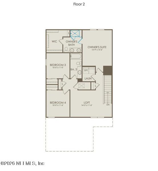 2D floor plan layout of this home in The Preserve at Bannon Lakes, St. Augustine, FL (Image 4).