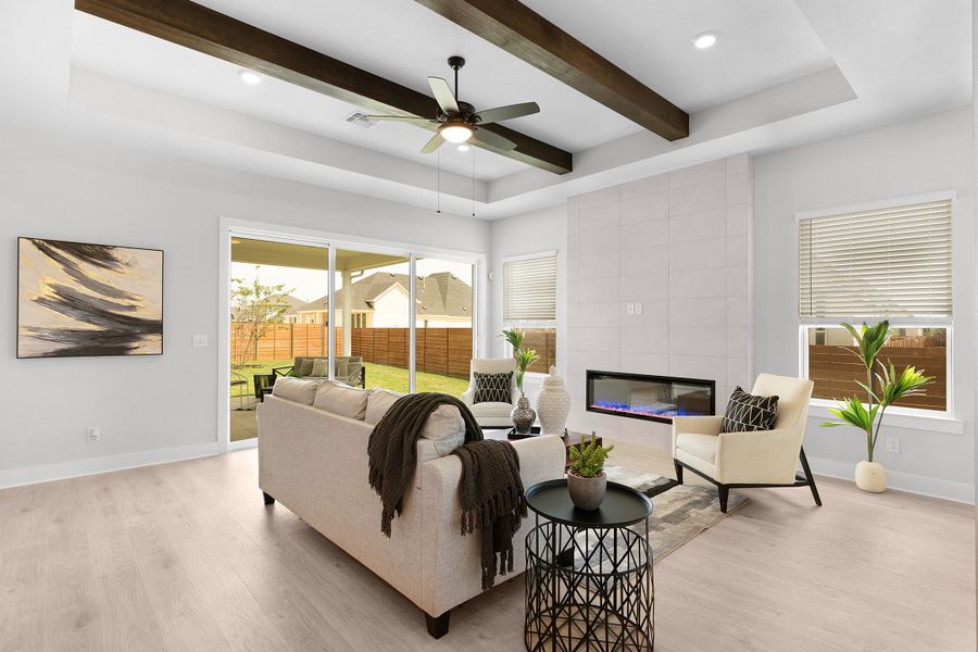 Representative furnished interior of a home built from the Samantha by Chesmar Homes in The Grove at Blackhawk, Pflugerville (Image 7). Representative furnished interior of a home built from the Samantha by Chesmar Homes in The Grove at Blackhawk, Pflugerville (Image 7).