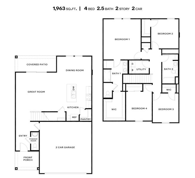 2D floor plan layout for the Grace by D.R. Horton in Hanson Ridge, Vail, AZ (Image 3). 2D floor plan layout for the Grace by D.R. Horton in Hanson Ridge, Vail, AZ (Image 3).
