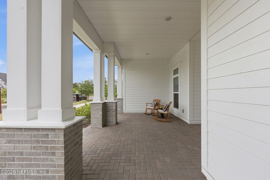 Exterior details and patio area of a home in Seven Pines 70' Rear Entry, Jacksonville (Image 33).