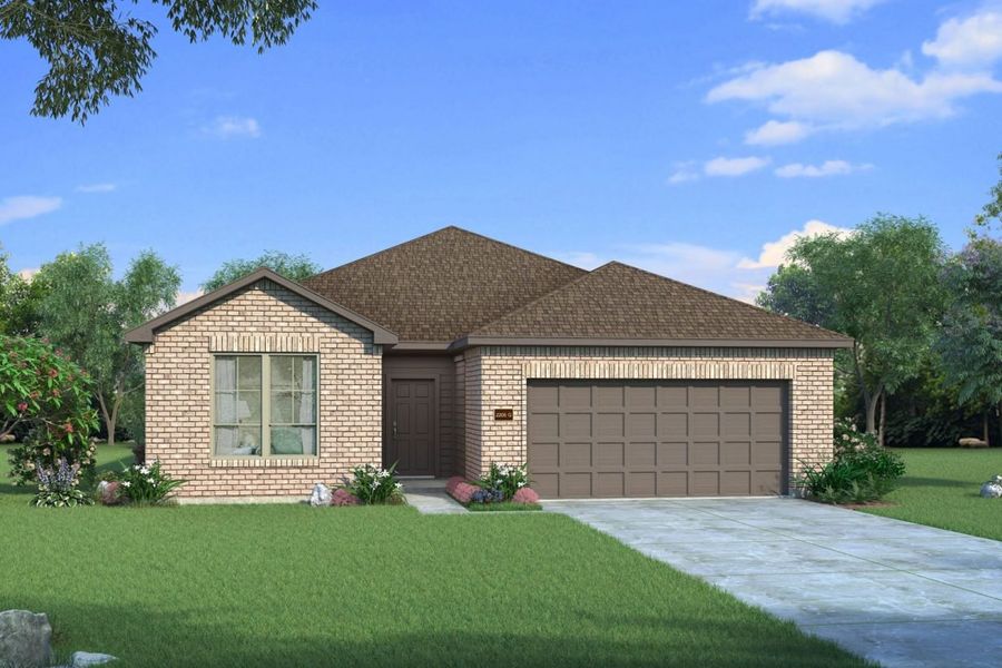 Representative exterior photo of a completed home built from the Hunters Crossing Olive 2192 by Brohn Homes in Hunters Crossing, Sealy, TX (Image 10).