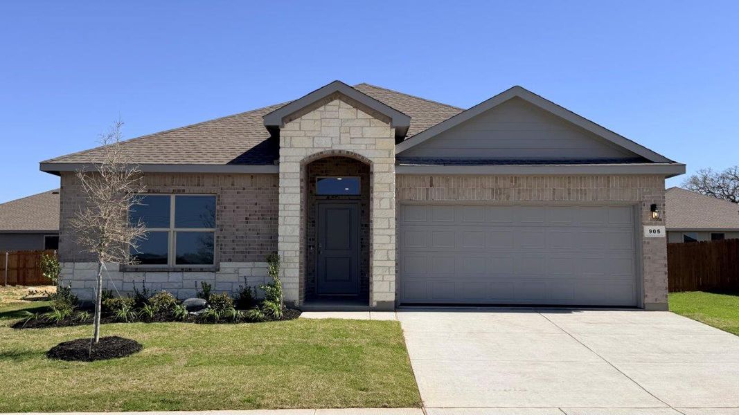 Front exterior of a new home in Lankford Farms, Cleburne, TX, highlighting curb appeal (Image 1). Front exterior of a new home in Lankford Farms, Cleburne, TX, highlighting curb appeal (Image 1).
