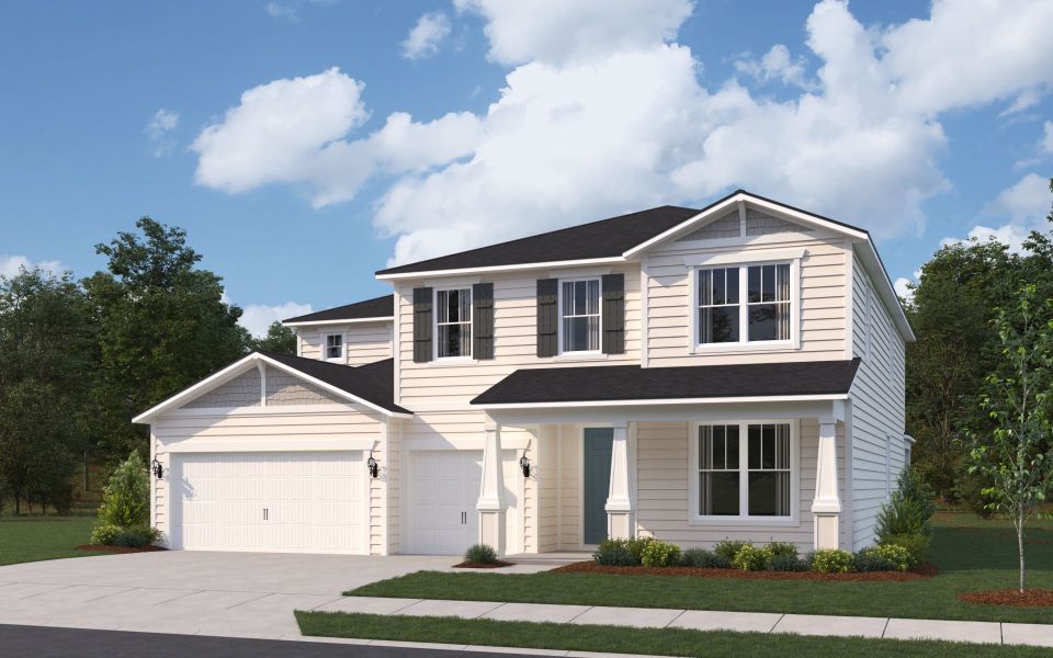 Representative exterior photo of a completed home built from the Oakhurst by Pulte Homes in Terrapin Creek, Jacksonville, FL (Image 2). Representative exterior photo of a completed home built from the Oakhurst by Pulte Homes in Terrapin Creek, Jacksonville, FL (Image 2).
