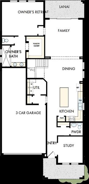 2D floor plan layout of this home in Waterset Tradition Series, Apollo Beach, FL (Image 5).