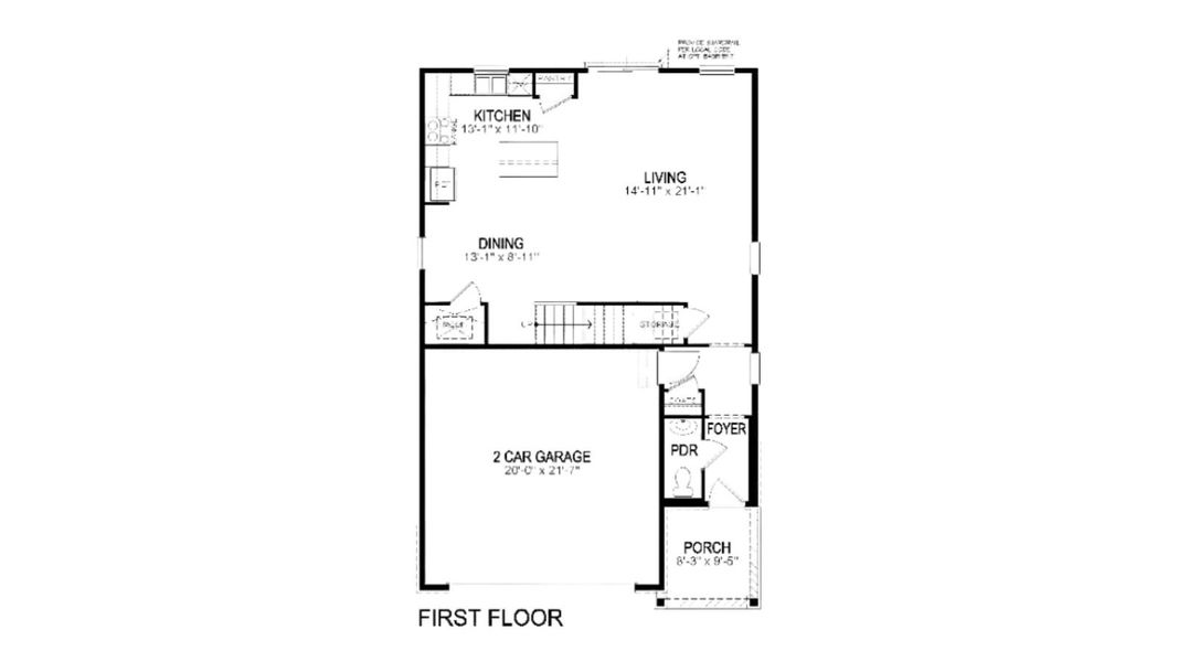 2D floor plan layout for the Elder by D.R. Horton in The Ridge at Lorson Ranch, Colorado Springs, CO (Image 3).