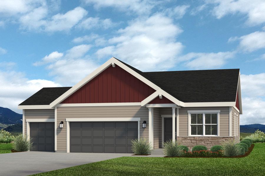 Representative exterior photo of a completed home built from the Holly by Baessler Homes in Hudson Hills, Hudson, CO (Image 1).