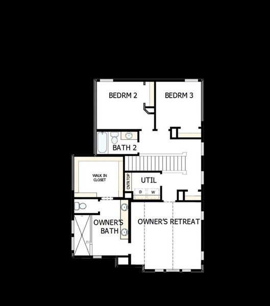 2D floor plan layout of this home in Painted Tree Woodland West – Village, McKinney, TX (Image 3).