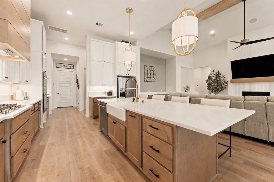 Open-concept living and kitchen.