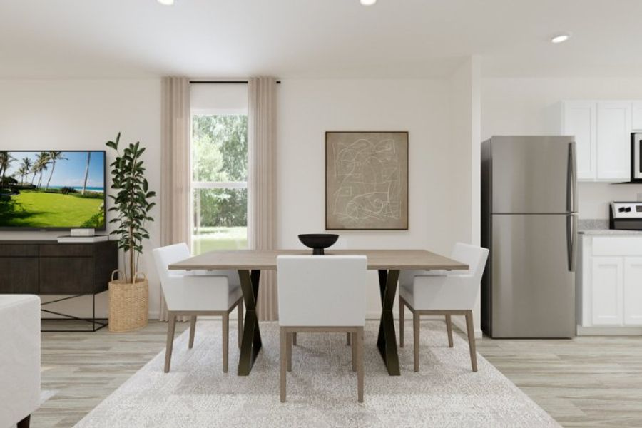 A room with a table and chairs. A room with a table and chairs.