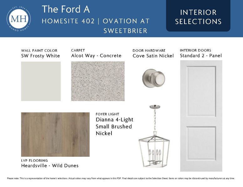 Sample of building materials used in homes in Ovation at Sweetbrier, Durham (Image 7).