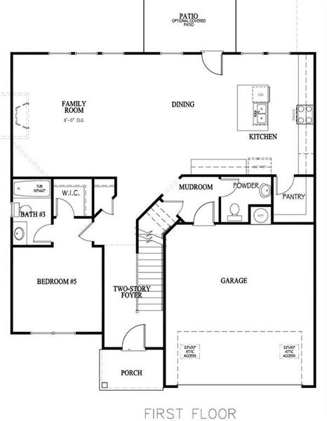 2D floor plan layout of this home in The Fairways at Mirror Lake, Villa Rica, GA (Image 2).
