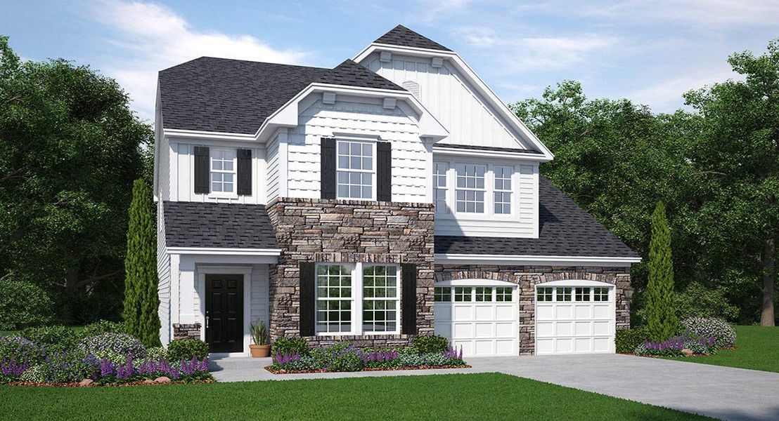 Front exterior of a new home in Cypress Preserve: Arbor Collection, Moncks Corner, SC, highlighting curb appeal (Image 1). Front exterior of a new home in Cypress Preserve: Arbor Collection, Moncks Corner, SC, highlighting curb appeal (Image 1).