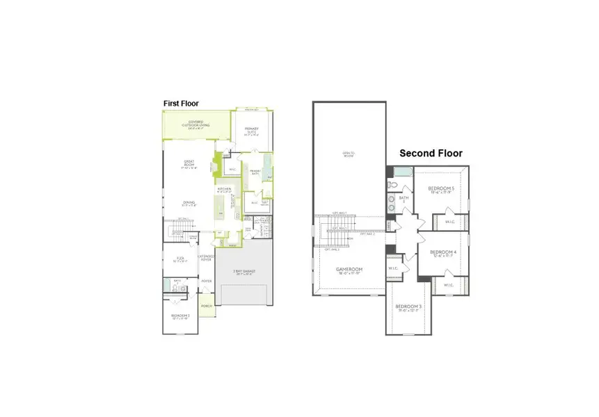 2D floor plan layout of this home in The Meadows, Denton, TX (Image 3).