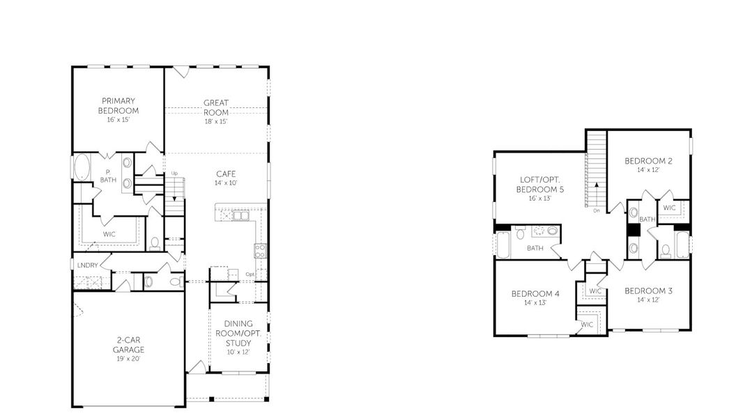 2D floor plan layout for the Winchester - 19271 by Dream Finders Homes in Cypress Valley, Moncks Corner, SC (Image 5).