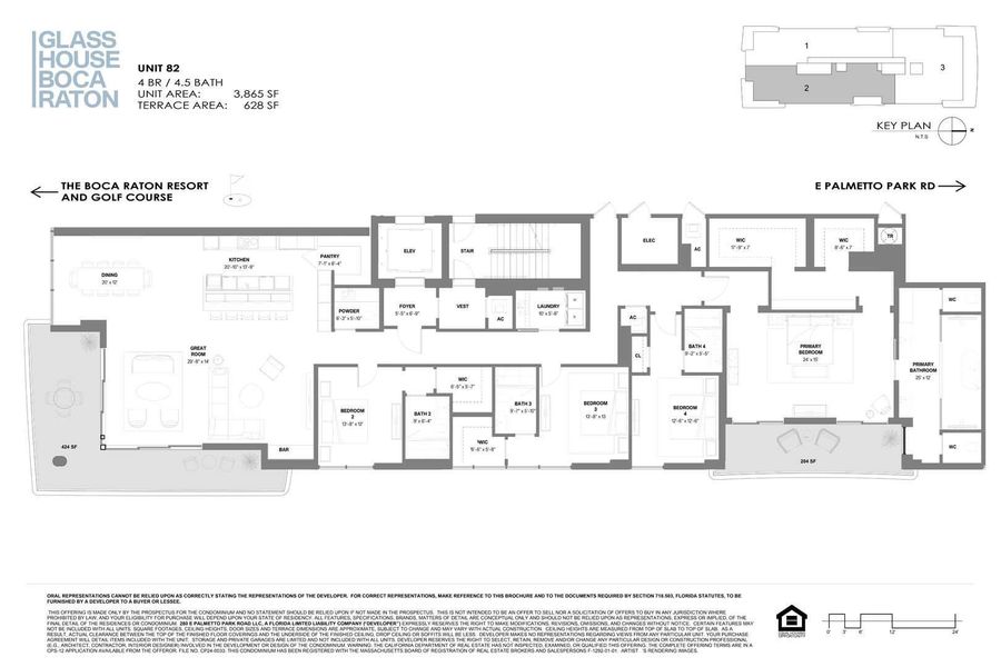 2D floor plan layout of this home in Glass House Boca Raton, Boca Raton, FL (Image 4).
