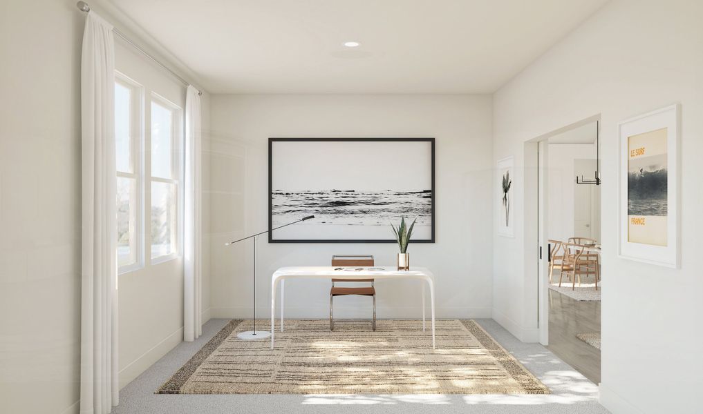 Home office with double barn doors