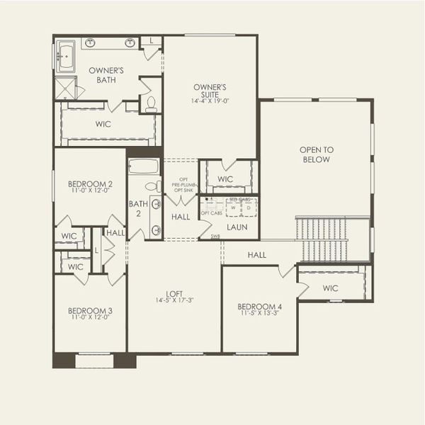 2D floor plan layout for the Novara by Pulte Homes in Upper Canyon, Phoenix, AZ (Image 3).