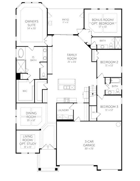 2D floor plan layout for the Boca II - Single Family Homes by Dream Finders Homes in Pirates Bluff, Yulee, FL (Image 3).