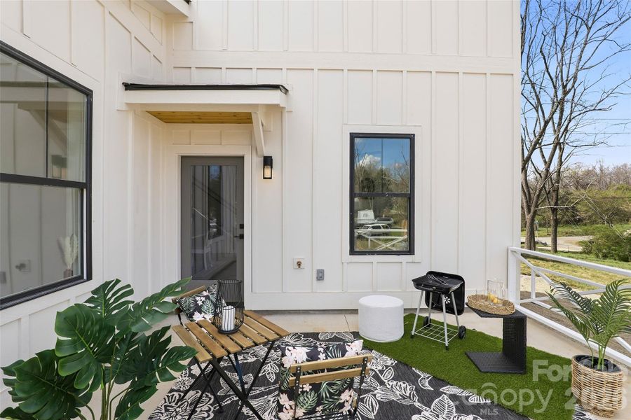 Exterior details and patio area of a home in , Asheville (Image 30).