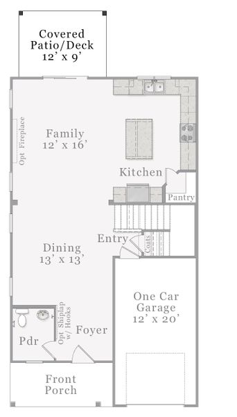 2D floor plan layout for the Metcalf by McKee Homes in Bedford, Raeford, NC (Image 12).