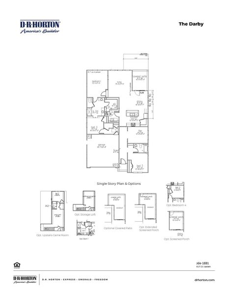 2D floor plan layout for the DARBY by D.R. Horton in Brunswick Plantation, Calabash, NC (Image 3).
