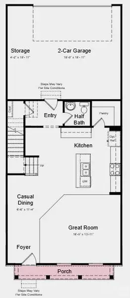 Main Level Floor Plan - Additional Highlights Include: slide-in gas oven range and roll out trash cabinet in the kitchen Main Level Floor Plan - Additional Highlights Include: slide-in gas oven range and roll out trash cabinet in the kitchen