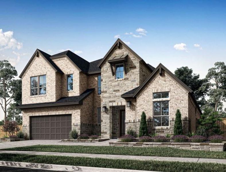 Front exterior of a new home in Woodson’s Reserve, Spring, TX, highlighting curb appeal (Image 1). Front exterior of a new home in Woodson’s Reserve, Spring, TX, highlighting curb appeal (Image 1).